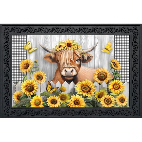 Briarwood Lane Summer Doormat 30x18 Indoor Outdoor Highland Cow For Summer Doormat