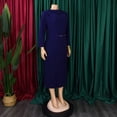 thumbnail image 4 of AURA Elegant Pleated Midi Dress With Belt High Waist Solid Color Zipper Work Office Style, 4 of 10