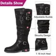 thumbnail image 5 of Love Steetly Women's Extra Wide Calf Knee High Boots, Slouchy Shaft with Triple Buckle Straps, Low Stacked Heel Side Zipper Casual Riding Tall Boots., 5 of 7