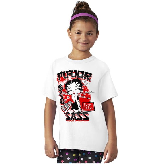 Kanji Style Betty Boop Major Sass Girls Kids T Shirt Tees Teen Brisco Brands XS