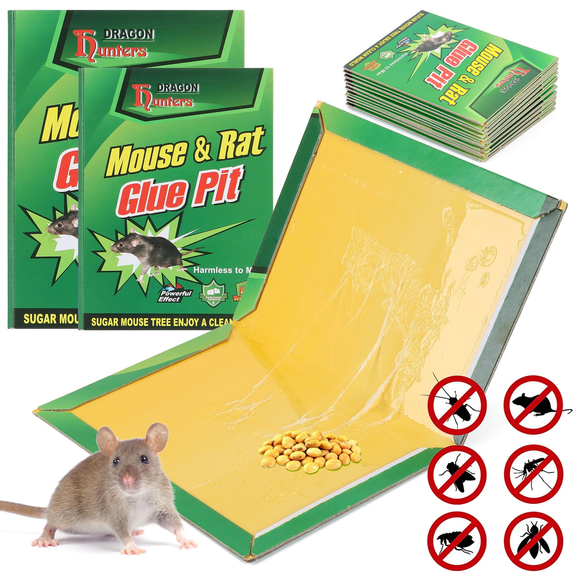 ELEGENZO Sticky Mouse Trap Mouse Traps Indoor for Home Rat Traps That Work  for Trapping Snakes Rats Spiders Roaches & Other Rodents，3 transparent