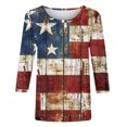 thumbnail image 4 of GERsome Womens 4th of July 3/4 Sleeve Tops Casual Loose Fit Crewneck T Shirts American Flag Patriotic Tee Shirts S-3XL, 4 of 5