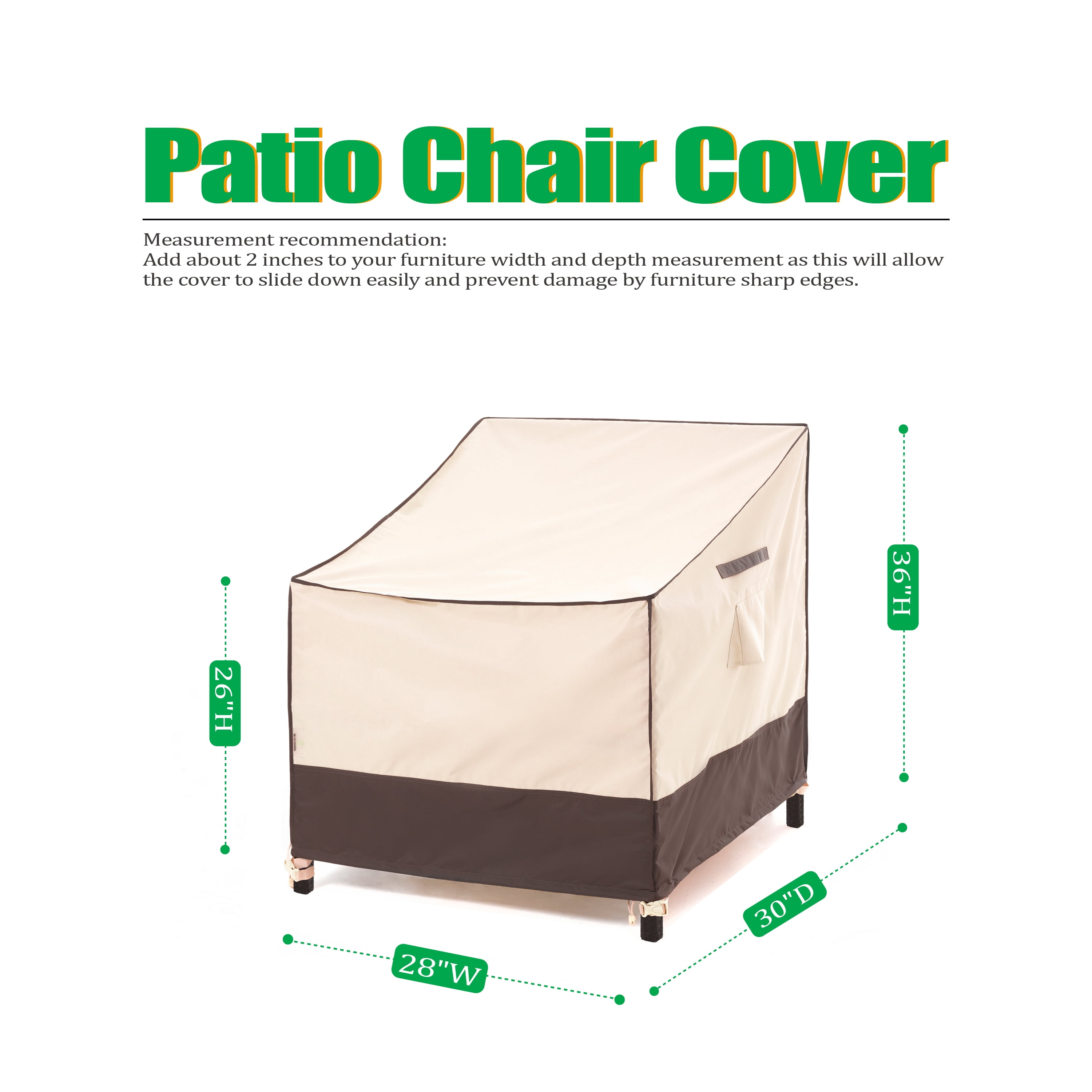 F&J Outdoors Waterproof Patio Chair Covers 28"(W)×30(D)×36/26"(H)