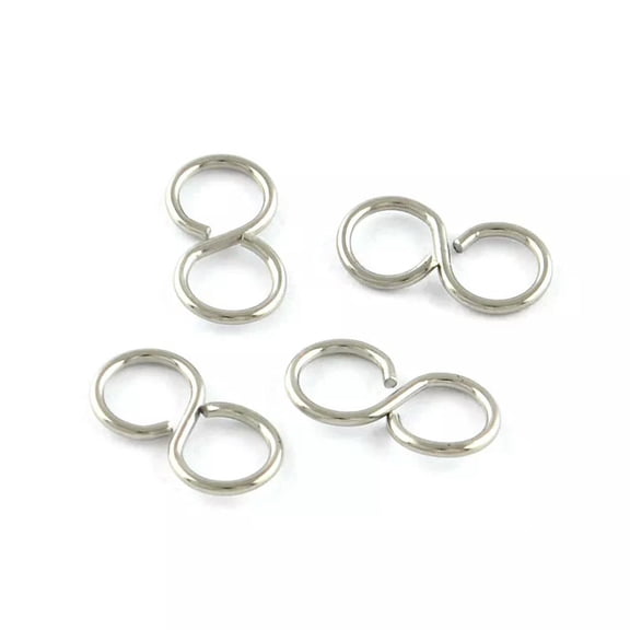 U8MO 500pcs 304 Stainless Steel Infinity S-Hook Clasps Smooth Mini Closure Craft 10mm