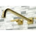 thumbnail image 3 of Kingston Brass KS6047CML Manhattan Two-Handle Wall Mount Roman Tub Faucet, Brushed Brass, 3 of 7