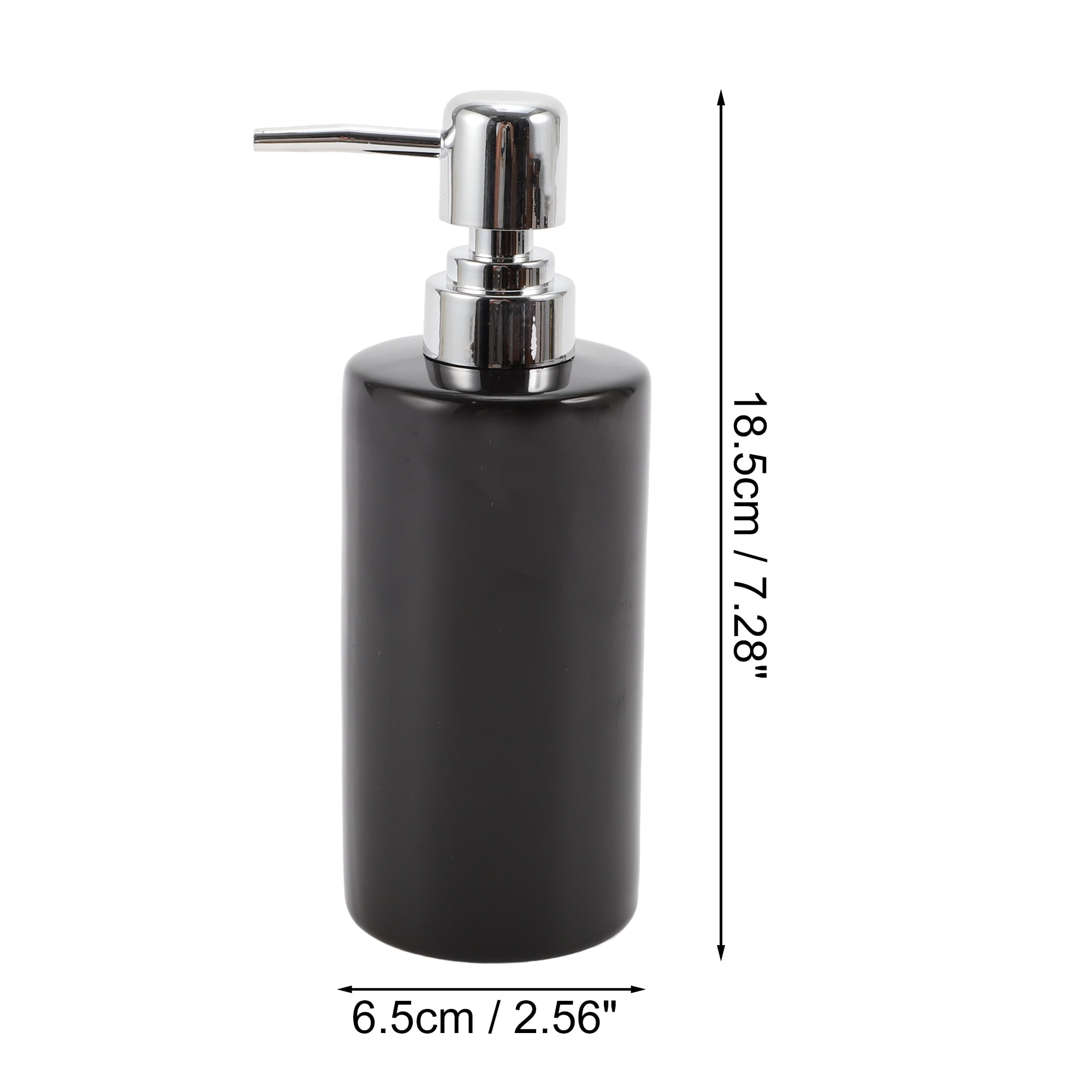 Unique Bargains 1 Pc Simple Cylindrical Soap Pump Dispenser for Bathroom Hotel 300ml Glossy Black