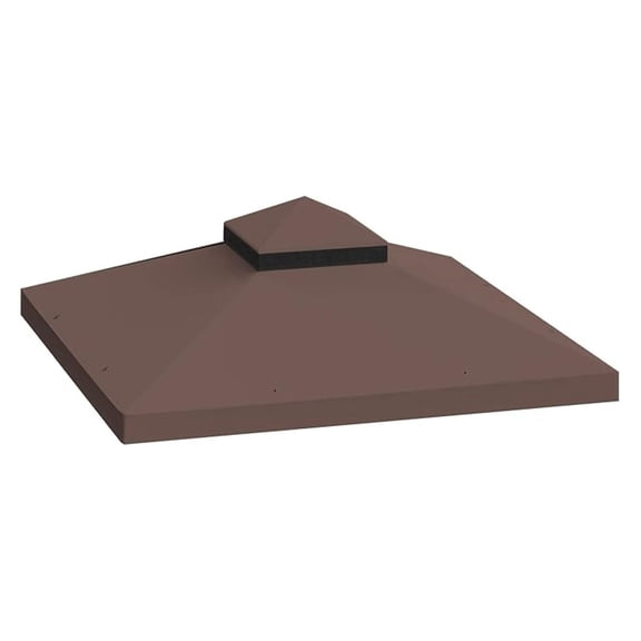 10x10 Ft Outdoor Patio Gazebo Replacement Canopy Top Cover Double Tiered Shade Cover (for 10x10 Ft Frame, Brown)