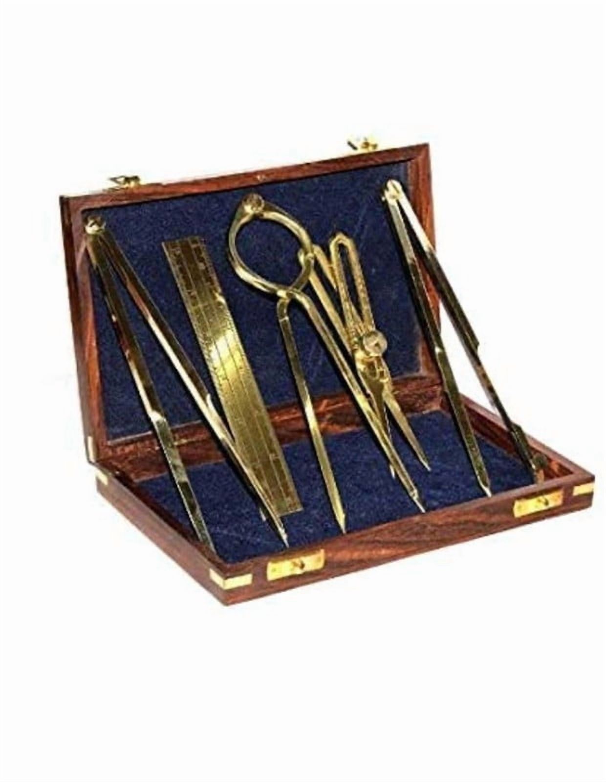 Proportional Divider Set of 5, Full Brass Dividers with Executive Wooden Box, Single Handed 8' Brass Navigational Dividers Compass Set for Maritime, Geometry and Drafting Tools By TARANO