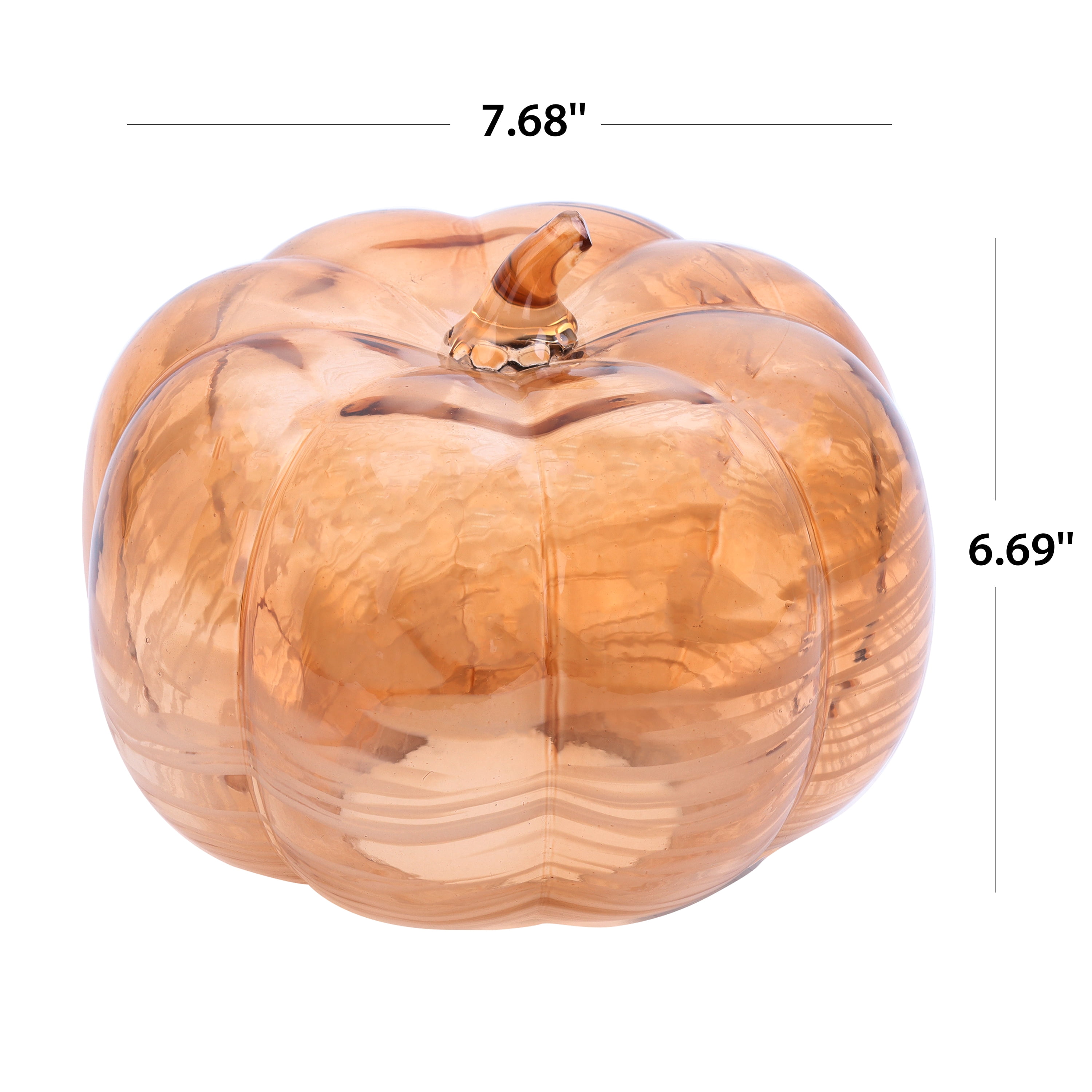 Better Homes & Gardens Fall Decorative Wide Marble Glass Pumpkin Cloche Candle Holder, Orange
