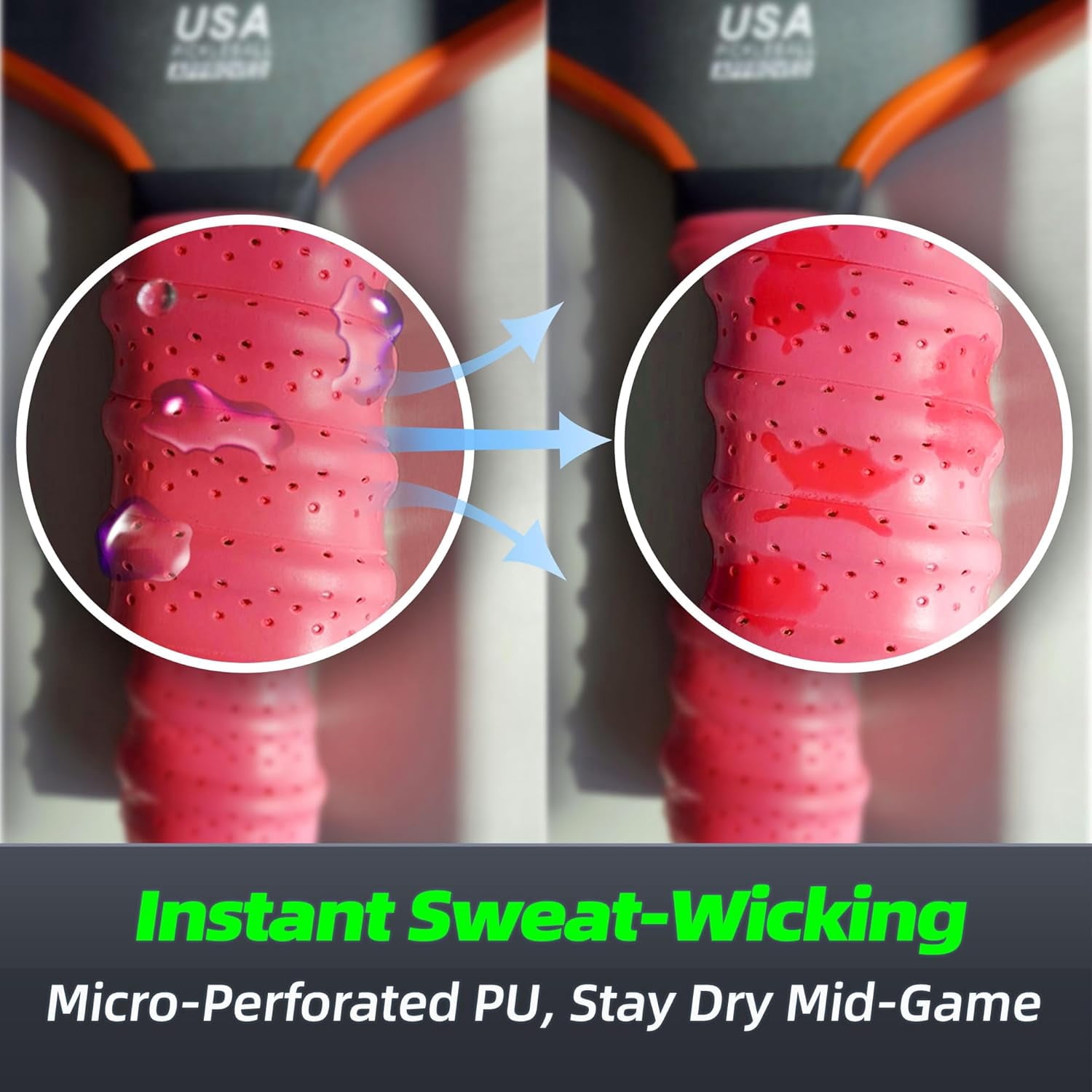 Ribbed Pickleball Overgrip Tape, Non-Slip Sweat-Wicking Racquet Grip for Pickleball/Tennis/Badminton