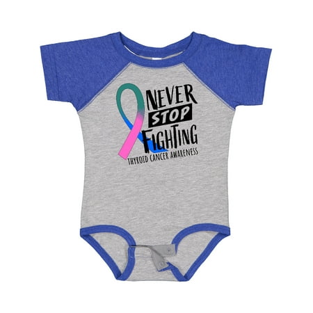 

Inktastic Never Stop Fighting Thyroid Cancer Awareness Ribbon Gift Baby Boy or Baby Girl Bodysuit