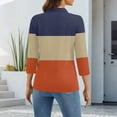 thumbnail image 5 of Garbnen Womens Polo Shirts 3/4 Sleeve Color Block Collared Women V Neck Tops Fitted Summer Women's Tunic with Pocket, 5 of 5