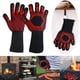 thumbnail image 2 of FELTECHELECTR Par de guantes de horno Hamitor resistentes al calor (menos de 800 °C), de algodón y silicona, para barbacoa (negro y rojo), 2 of 5