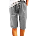 thumbnail image 6 of TIANZEN Women Elastic Waist Shorts Casual Solid Color Shorts Lightweight Shorts With Pockets Womens plus Size Pants Casual Work, 6 of 8