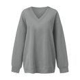 thumbnail image 4 of Women's Hoodless Sweatshirt Oversized Sweatshirt For Women V Neck Fleece Long Sleeve Pullover Casual Cute Sweatshirt 2025 Fall Clothes, Women's Hoodless Sweatshirt L, 4 of 9
