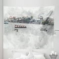 thumbnail image 1 of Watercolor Tapestry, Panoramic Cityscape of Thailand Boats on Sea Painting Effect Image, Fabric Wall Hanging Decor for Bedroom Living Room Dorm, 5 Sizes, Pale Grey Mauve Taupe, by Ambesonne, 1 of 1