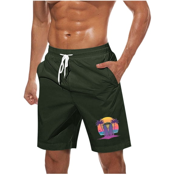 Timoontee Mens Cartoon Print Athletic Shorts Elastic Waist Contrast Drawstring Side Pocket Design Moisture Wicking Fabric for Gym Training Green XXXL