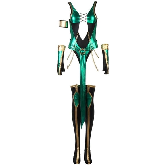 Women's Role-Play Combat Suit - Green Shiny Bodysuit