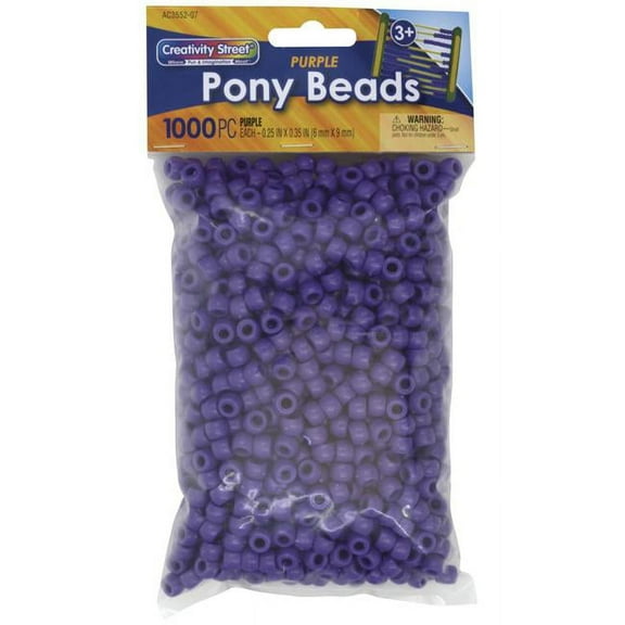 Creativity Street Plastic Pony Beads - Purple, Pkg of 1000