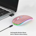 thumbnail image 4 of Mouse inalámbrico WREANU de doble modo recargable con LED, color oro rosa, 4 of 7