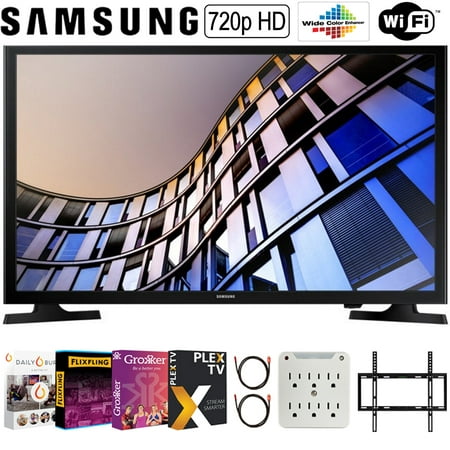 Samsung UN32M4500B 32"-Class HD Smart LED TV (2018 Model) Bundle with + 19-45 inch TV Flat Wall Mount + 2x 6FT 4K HDMI 2.0 Cable + 6-Outlet Surge Adapter