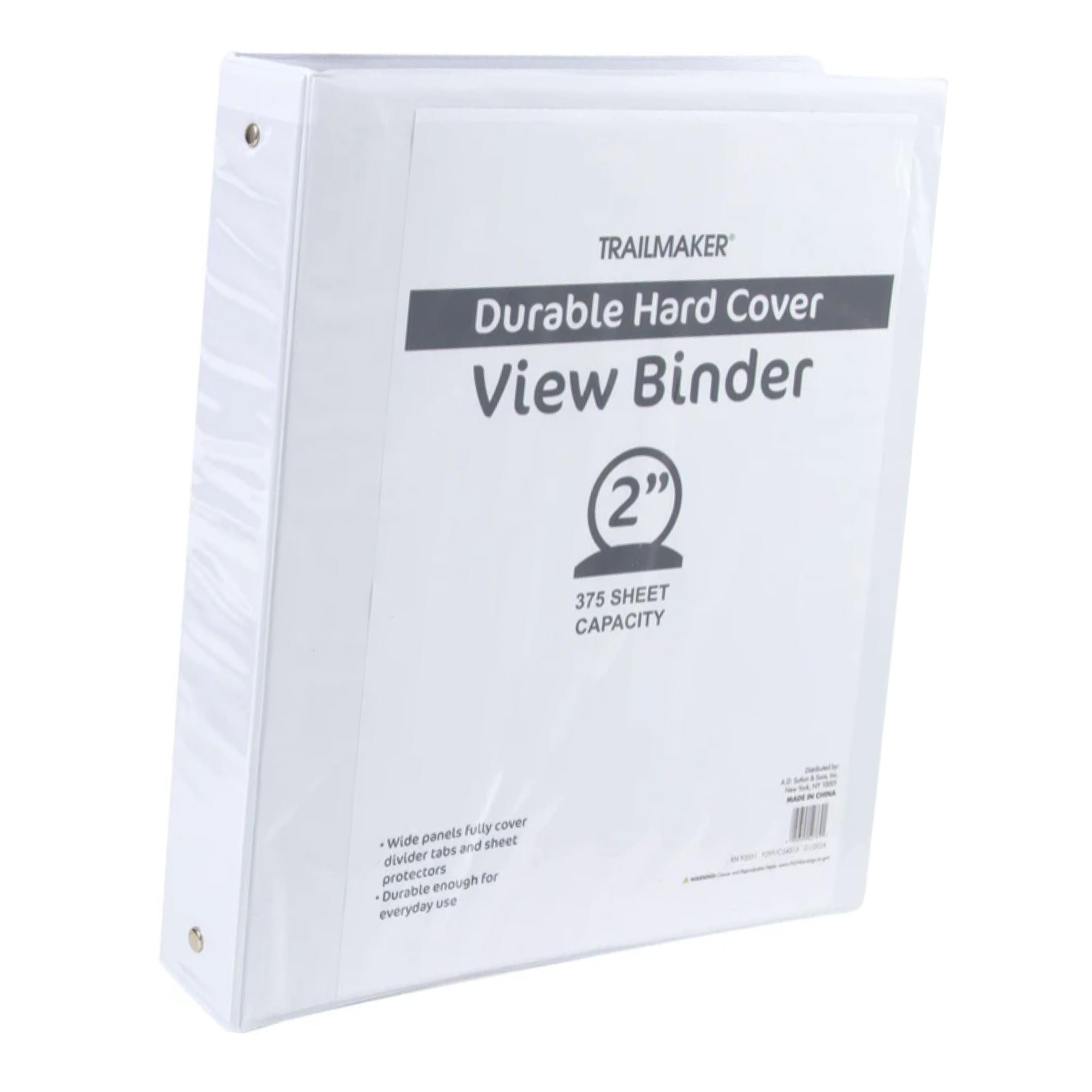 50 Pack of Bulk Wholesale 2 Inch 3 Ring Hardcover Binders with Clear Transparent Covers for Picture and Note Display for Students, Teachers, Schools, Offices and Classrooms in White