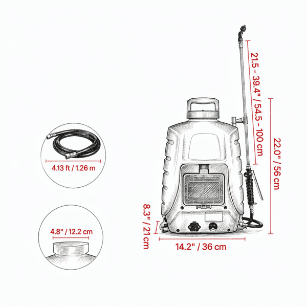 Battery Powered Backpack Sprayer, 0-90 PSI Adjustable Pressure, 12V 8Ah Battery, 8 Nozzles & 2 Wands, Wide Mouth Lid, for Weeding & Cleaning