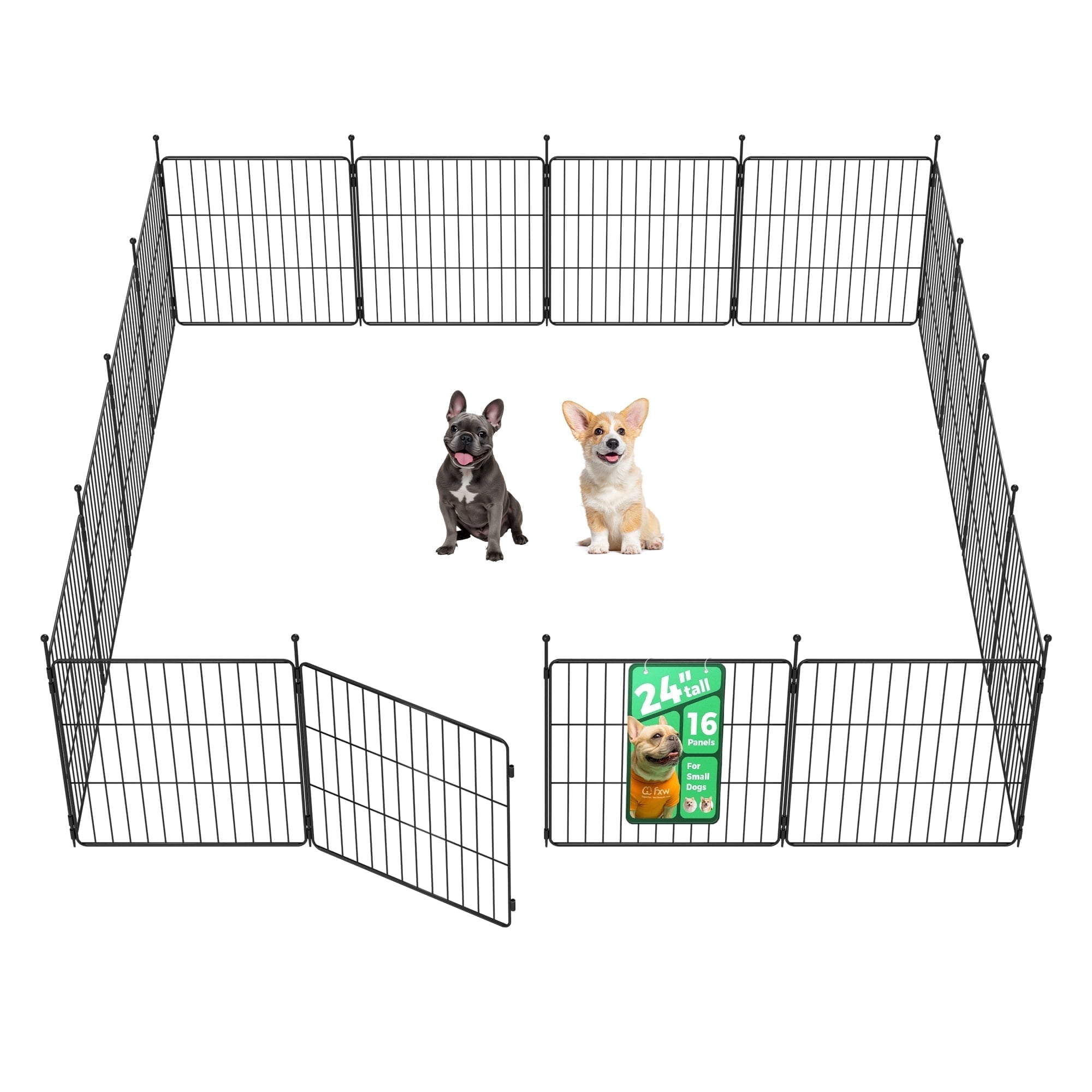 FXW MiniPaws Unleashed Dog Playpen, Expandable & Portable Design for Yard, RV Camping and Indoor Use, for Puppies and Small Dogs, 24-inch 16 Panels