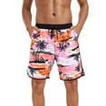 thumbnail image 5 of Stamzod Summer Bathing Suit Men 2026 Trendy Tropical Print Drawstring Swim Trunks Casual Vacation Beach Shorts for Men with Pocket Pink-1 XXXL, 5 of 7