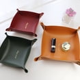 thumbnail image 3 of Caja de almacenamiento de llaves de entrada de sala de estar Caja de almacenamiento de cosméticos de escritorio de cuero Bandeja de estilo europeo para artículos diversos, 3 of 6