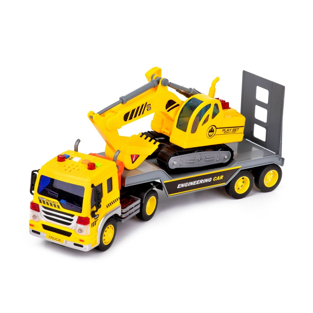 2 in 1 Construction Truck with Excavator Toys Set | Friction Powered ...