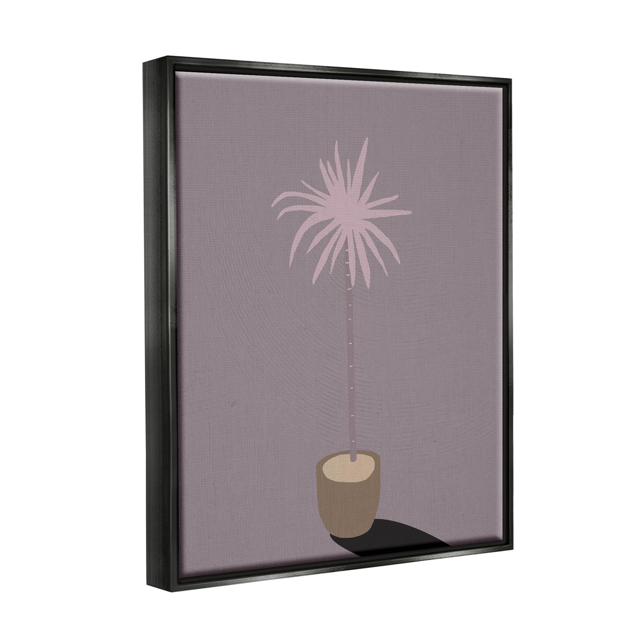 Contemporary Potted Palm Tree Botanical & Floral Graphic Art Jet Black Framed Art Print Wall Art
