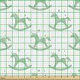 thumbnail image 2 of Cartoon Fabric by the Yard, Monochrome Rocking Unicorn Chairs Bubbles Shower Pony, Upholstery Fabric for Dining Chairs Home Decor Accents, Almond Green White by Ambesonne, 2 of 5