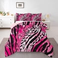 thumbnail image 3 of Homewish Zebra Cheetah Print Bedding Comforter Set, Black Pink Stripes Twin Comforter Sets, Vintage Oil Printing Reversible Bedding Set, Super Cozy Room Decor, 2 Pieces, 3 of 8