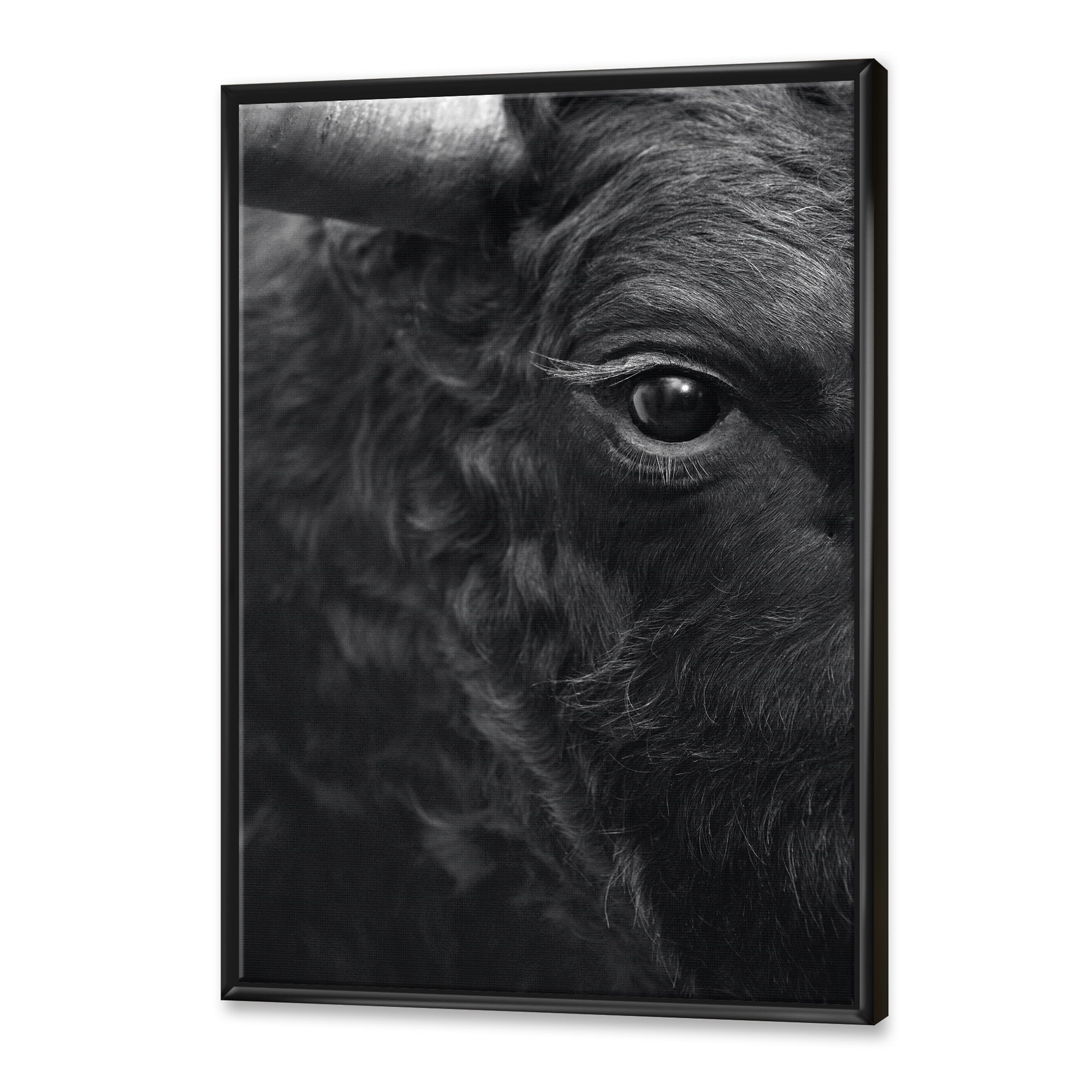 Close Up Of Eye Of A Bull 24 in x 32 in Framed Photography Canvas Art Print, by Designart