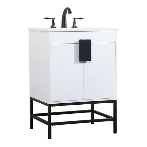 24 inch Single bathroom vanity in white