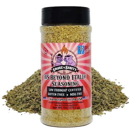 Smoke n Sanity SnS Beyond Italian Seasoning | Monash Certified Low FODMAP | Gluten-Free | Certified Kosher | Dairy Free (6 oz Shaker)