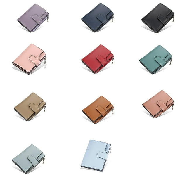 VONKY Mode Femmes Portefeuilles PU Court Design Porte-Cartes Hasp Multi-Cartes Sac à Main Style Simple Sac à Main Sac à Monnaie Grande Capacité Bleu Foncé