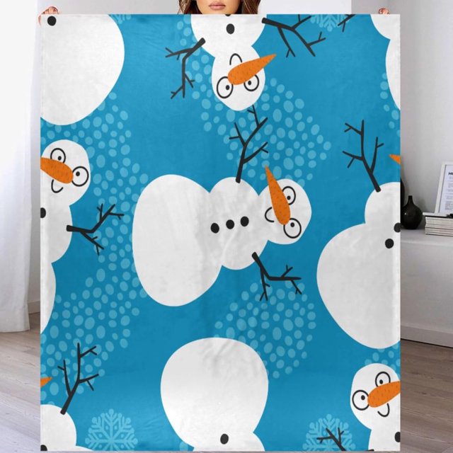 Manta de muñeco de nieve de invierno para sofá de 50 x 60 pulgadas, manta personalizada suave y acogedora de Navidad, mantas de franela ligeras y polares, mantas y mantas cálidas y difusas para cama,