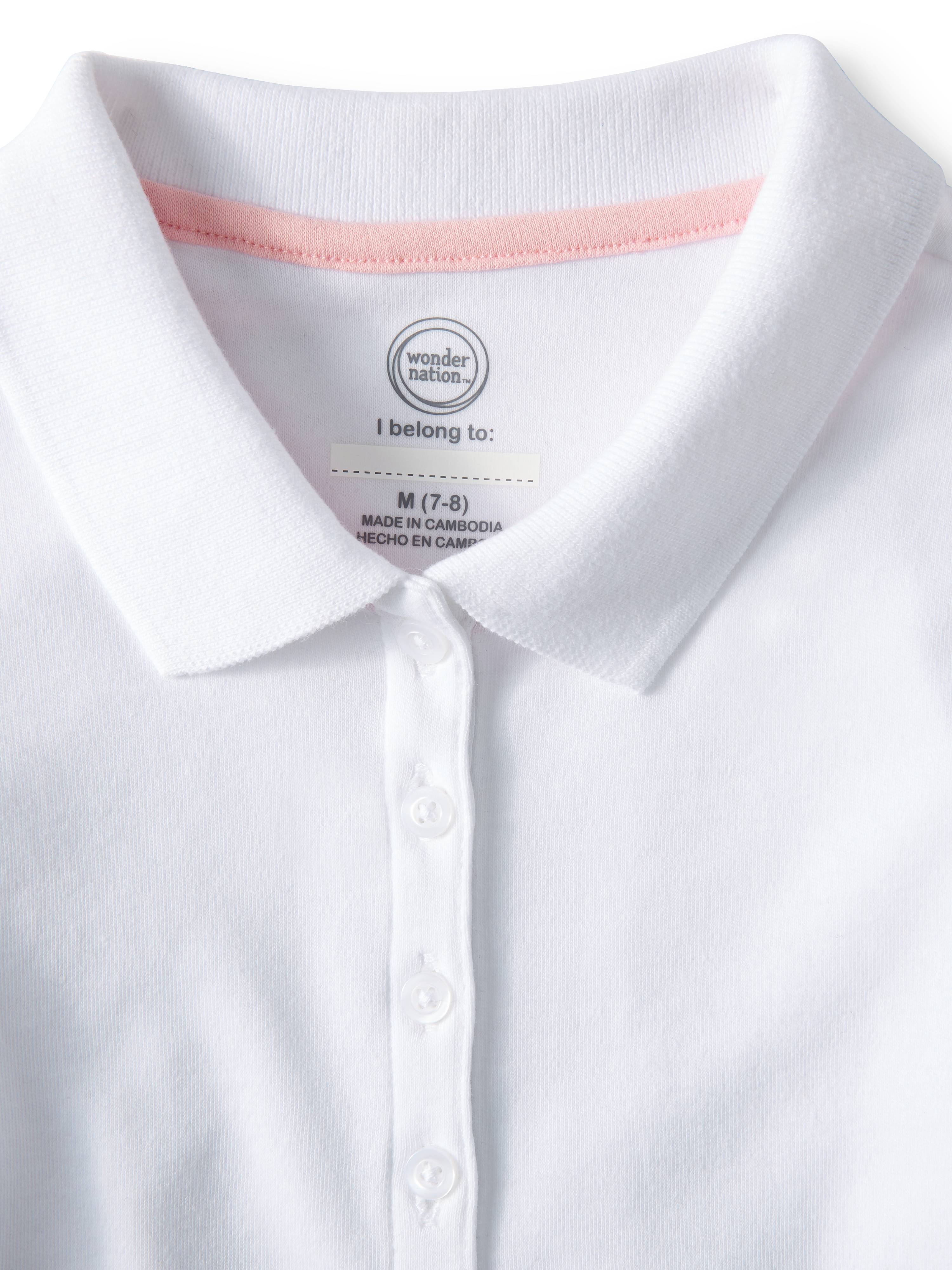 Wonder Nation Girls School Uniform Long Sleeve Interlock Polo Shirt, 4-Pack Value Bundle, Sizes 4-18 - image 3 of 7