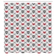 thumbnail image 3 of Ambesonne Geometric Shower Curtain, Skulls Red Hearts, 69"Wx84"L, Grey Red Coconut, 3 of 5