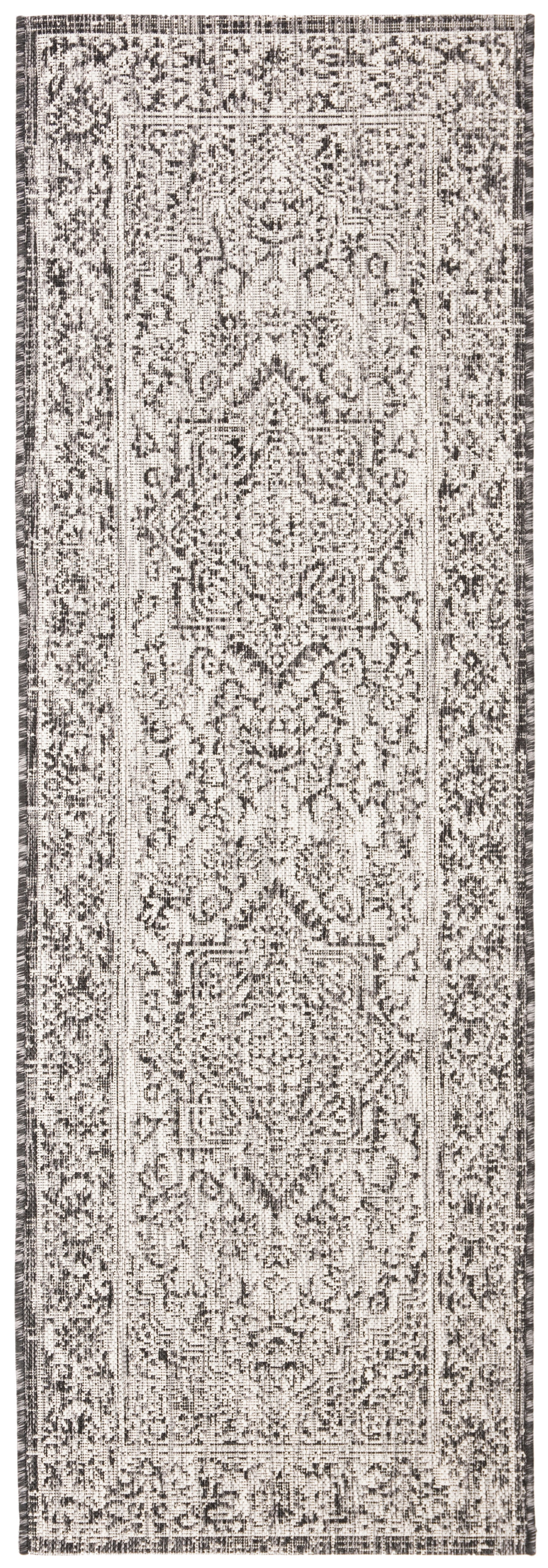 Safavieh Courtyard Joey Medallion Indoor/Outdoor Runner Rug, Slate/Gray, 2'3" x 10'