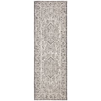 SAFAVIEH Courtyard Joey Medallion Indoor/Outdoor Runner Rug, Slate/Grey, 2'3" x 8'