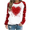 thumbnail image 1 of VALMASS Chandails en Molleton à Col Rond pour Femmes de la Saint-Valentin Manches Raglan Hauts Décontractés Mode Imprimé Cœur Blouses (TG, C Rouge), 1 of 4