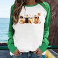 thumbnail image 2 of Raeneomay Long Sleeve Shirts for Women Halloween Printed Colour Matching Round Neck Casual Tee Tops, 2 of 4