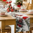 thumbnail image 2 of Christmas Table Runner Cardinal Bird Table Runners Berry Snowflake Pine Branch Cotton Linen Dresser Scarf Kitchen Dining Table Decor for Christmas Holiday Party Decor 13x90 Inch, 2 of 9