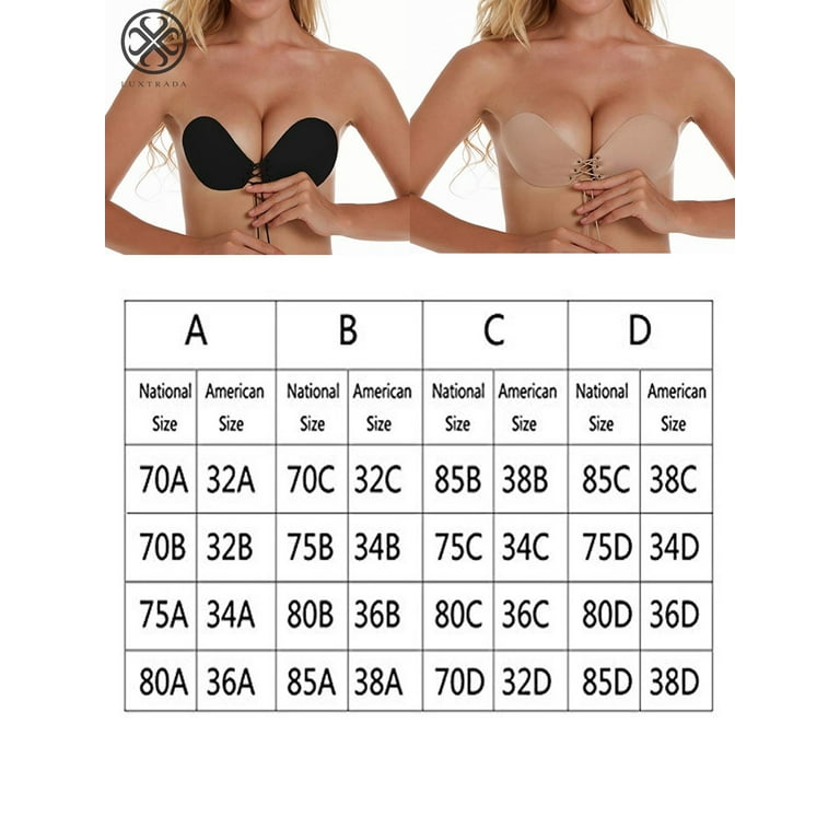 Luxtrada Strapless Self Adhesive Bra, Push Up Invisible Silicone Bras for  Women with Drawstring Suit For Dress Wedding PartySkin,Cup C