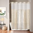 thumbnail image 2 of No Hook Shower Curtain, Cream Wooden Shower Curtains for Bathroom with See Through Top Window, Farmhouse Brown Vintage Distressed Waterproof & Washable Bath Curtain Extra Long 72"x96", 2 of 9