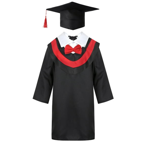 Runhomal Boys Girls Kindergarten Graduation Cap and Gown for Kids With Tassels Preschool Primary Red 120