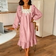 thumbnail image 6 of Gytharion Women's Coral Velvet Mid-Length Nightgowns Winter Fuzzy Fleece Warm Square Neck Bow Sleepwear Cute Solid Ruffled Hem Nightdress Soft Cozy Long Sleeve Plush Nightshirt, 6 of 7